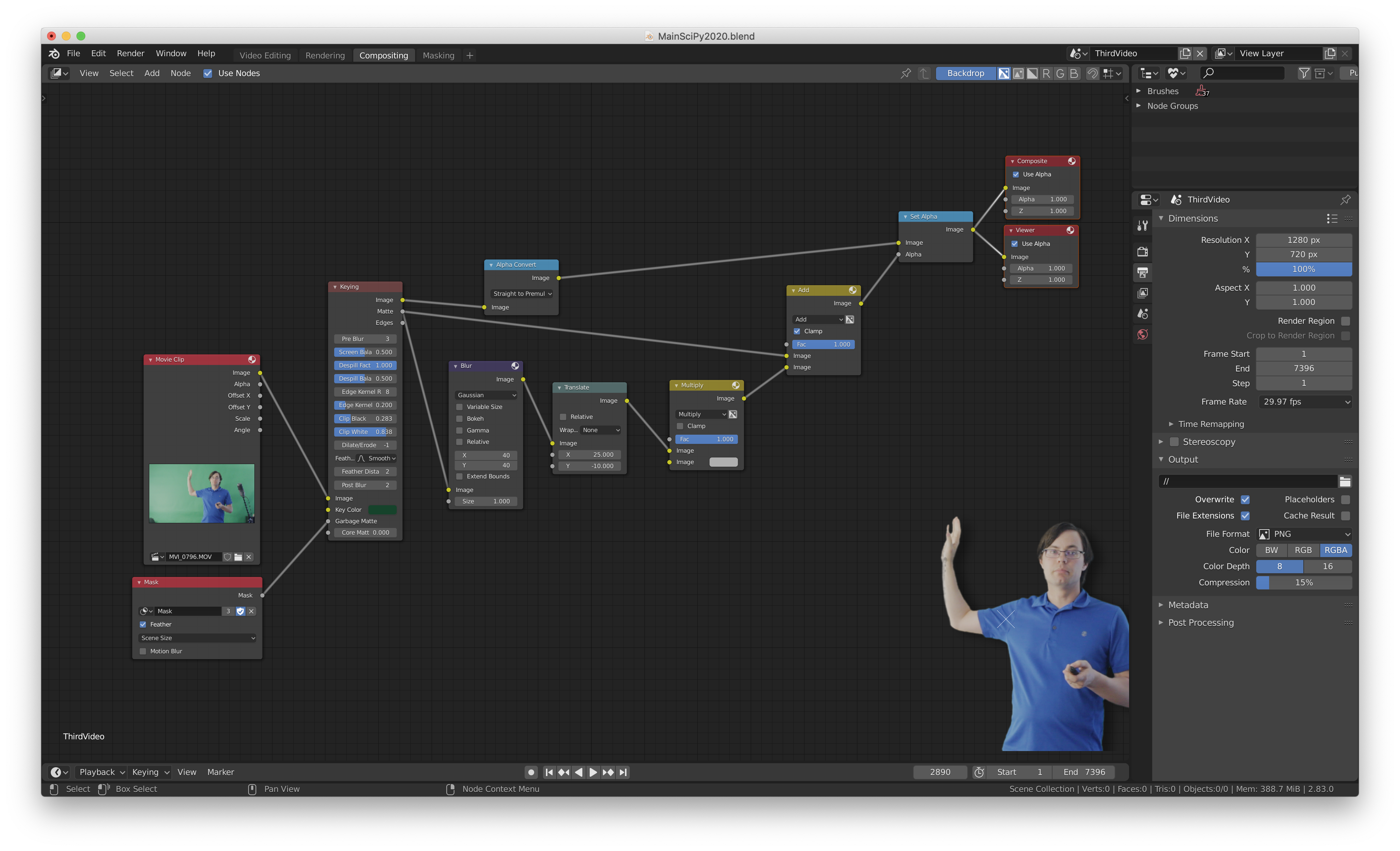 Screenshot of Blender node setup